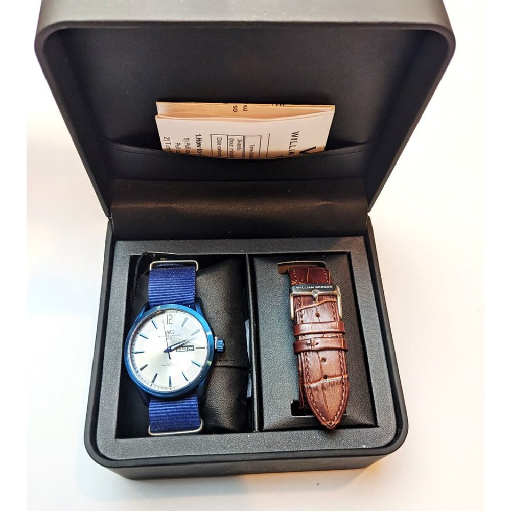 NWOT William Gregor Stainless Steel Blue Watch